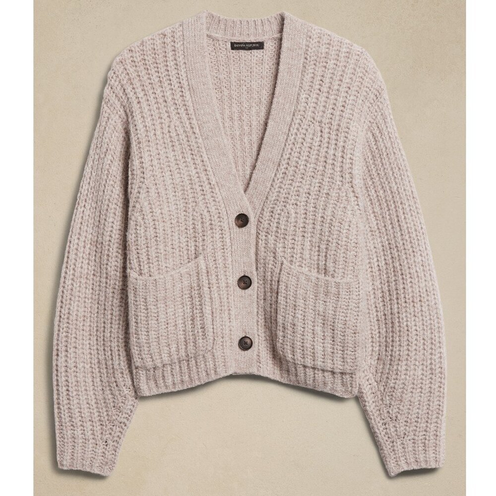 Banana Republic Factory women's Textured Pocket Cardigan sweater small grey